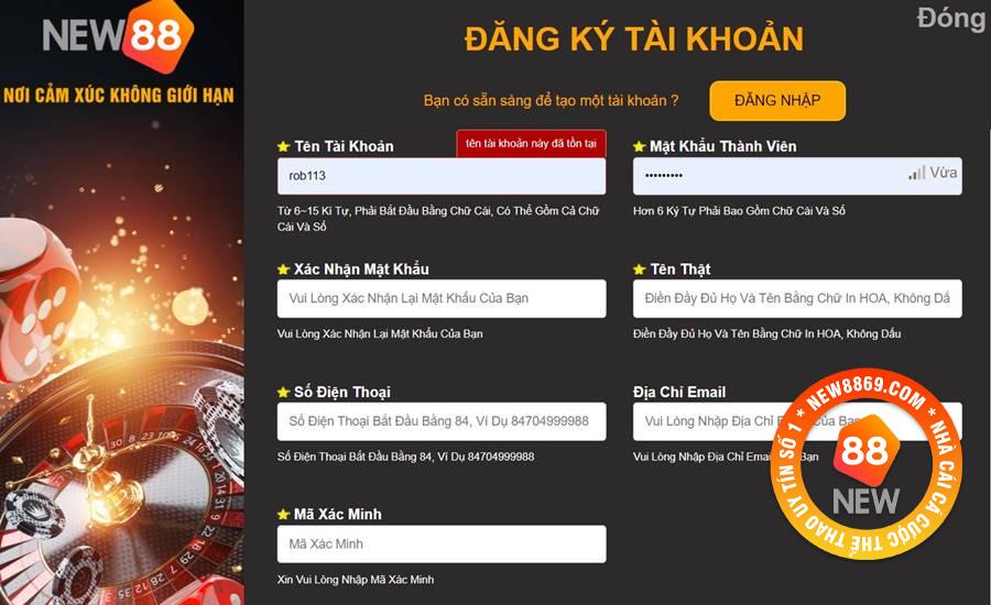Các bước đăng ký tài khoản trên New88.tv cực đơn giản, dễ dàng